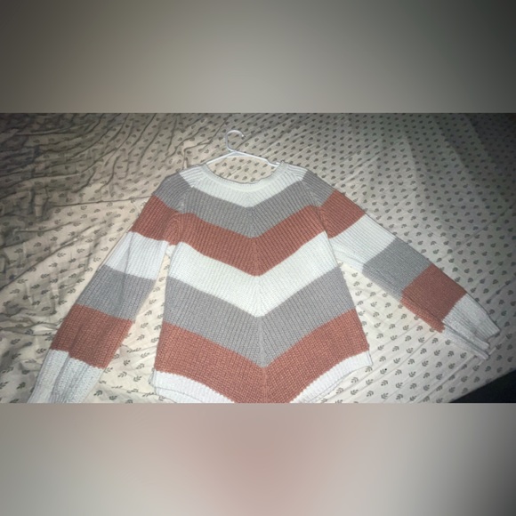 White, Grey, & Pink Sweater - Picture 3 of 3